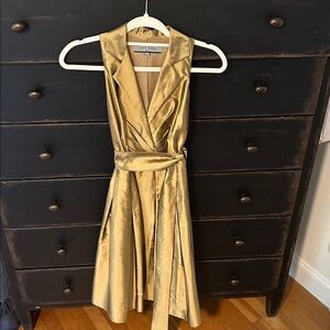 Anne Klein Designer Gold Wrap Dress